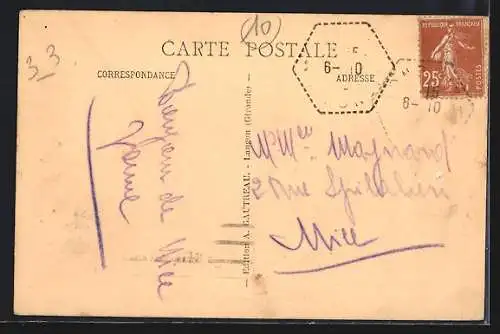 AK Mongauzy, Route de Marmande avec passants et bâtiments adjacents