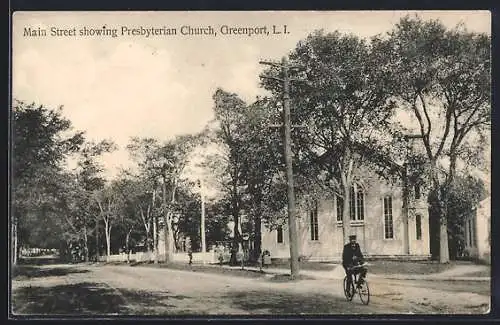 AK Greenport, NY, Main Street showing Presbytarian Church
