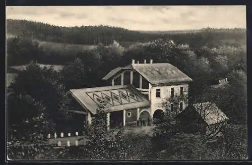 AK Chedrbi u Cáslave, Blick auf ein Gasthaus