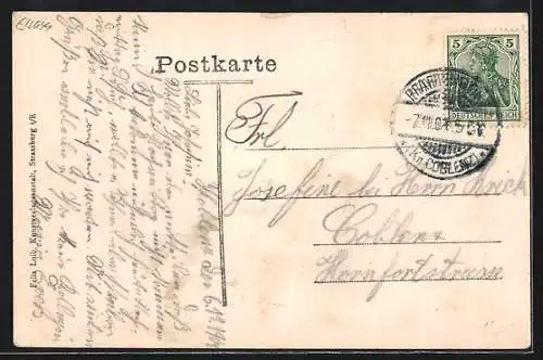 AK Strassburg, Stadtansichten im Schriftzug Viele Grüsse
