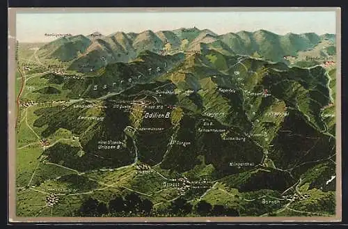 AK Herschbach, Reliefkarte Breuschtal aus der Vogelschau