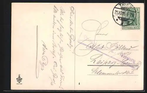 AK Trier, Partie an der Porta Negra mit Strassenbahn