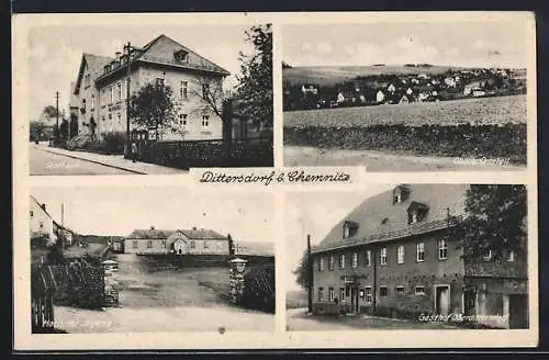 AK Dittersdorf / Chemnitz, Gasthof, Haus der Jungend, Rathaus