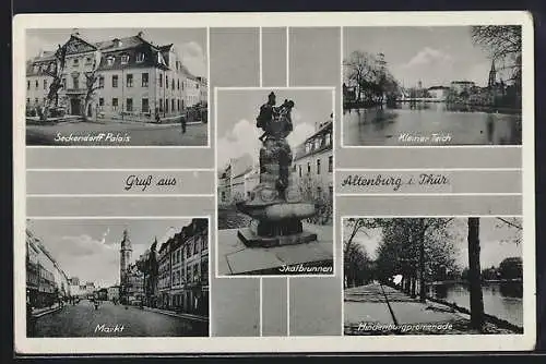AK Altenburg / Thüringen, Seckendorff Palais, Kleiner Teich, Markt, Hindenburgpromenade
