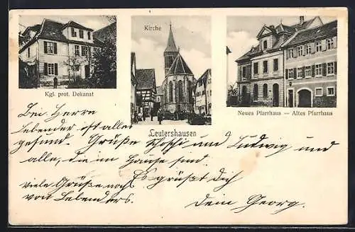 AK Leutershausen / Ansbach, Kgl. prot. Dekanat, Kirche, Neues und altes Pfarrhaus