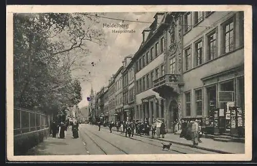 AK Heidelberg / Neckar, Hauptstrasse mit Geschäften