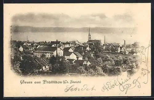 AK Pfäffikon /Zürich, Totalansicht mit Wasserblick aus der Vogelschau