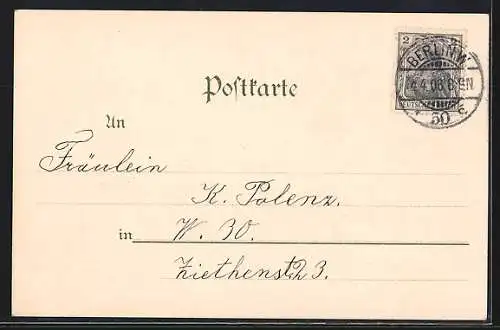 AK Fröhliche Ostern, Dame mit Hufeisen und Hühnerschar