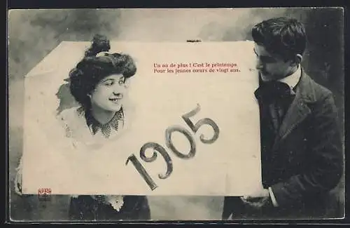 AK Paar mit der Jahreszahl 1905