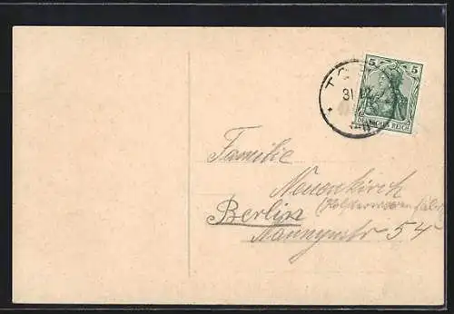 Präge-AK Goldene Jahreszahl 1911 mit Kleeblättern