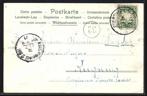 AK Weihnachtsengel mit Harfe über nächtlichem Dorf