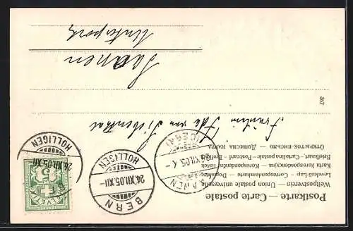 Präge-AK Weihnachtsengel mit Hufeisen und Kleeblättern