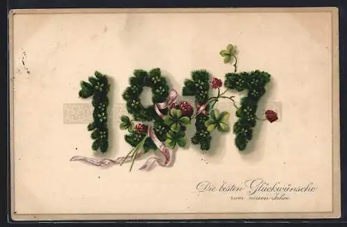 AK Jahreszahl 1917 aus Tannenzweigen, Neujahrsgruss