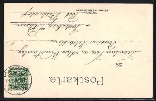 Präge-AK Neujahrsgruss, Kleeblätter mit der Jahreszahl 1899