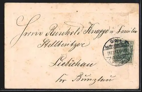 AK Goldene Jahreszahl 1913 mit Kleeblättern, Neujahrsgruss