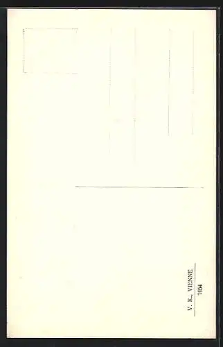 AK 1. April, Dame mit gefangenem Fisch im Kescher