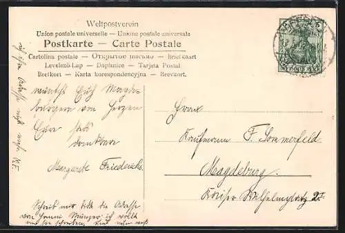 AK Drei Mädchen mit Blumen zu Pfingsten