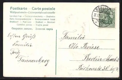 Präge-AK Jahreszahl 1908 mit Kleeblättern, Prosit Neujahr