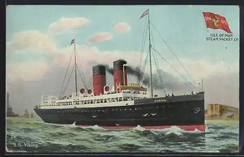 AK Passagierschiff SS Viking vor der Küste, Isle of Man Steam Packet Co.