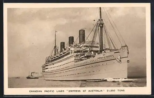 AK Passagierschiff Empress of Australia auf See, Canadian Pacific Liner