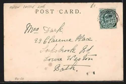 AK Passagierschiff RMS Walmer Castle vor der Küste, Union-Castle Line