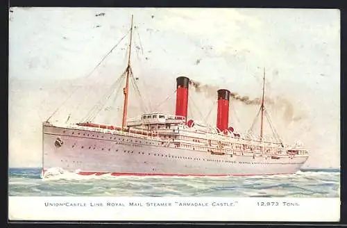 AK Passagierschiff RMS Armadale Castle auf See, Union-Castle Line