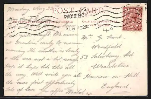 AK Passagierschiff RMS Armadale Castle auf See, Union-Castle Line