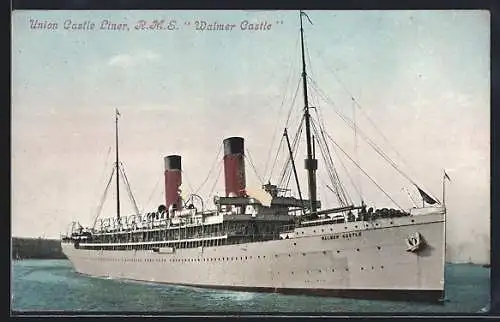 AK Passagierschiff RMS Walmer Castle vor der Küste, Union-Castle Line
