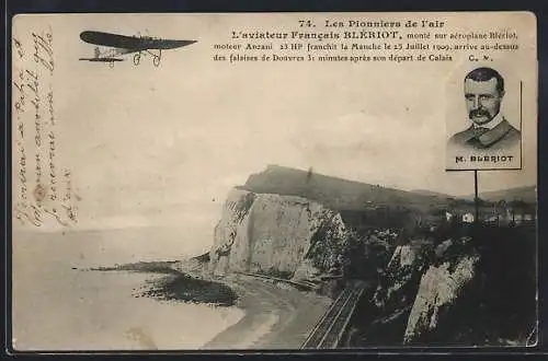 AK L`aviateur Francais Blériot, monté sur aéroplane Blériot