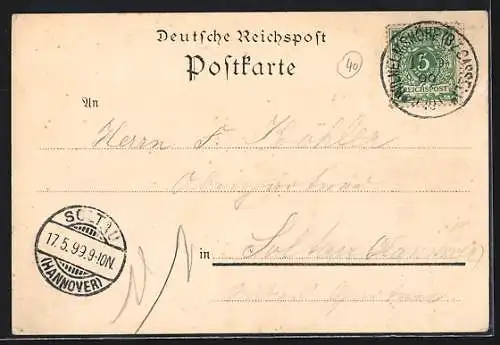 Lithographie Cassel, Friedrichplatz mit Denkmal, Panorama