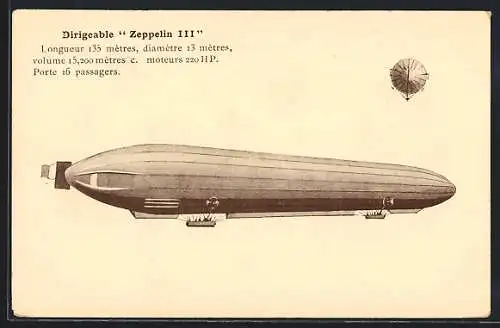 AK Dirigeable Zeppelin III