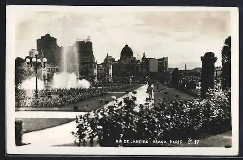 AK Rio de Janeiro, Parkanlage mit Springbrunnen