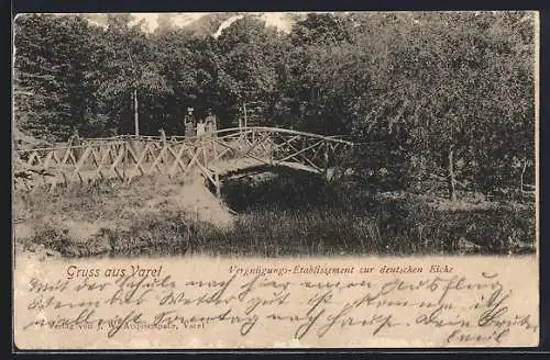 AK Varel / Oldenburg, Gasthaus zur deutschen Eiche, Partie im Park