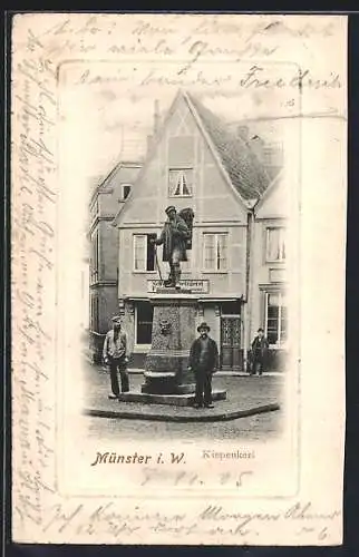 AK Münster / Westfalen, Kiepenkerl mit Anwohnern