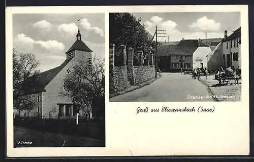 AK Bliesransbach /Saar, Strasse des 13. Januar, Kirche