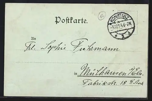Mondschein-Lithographie Konstanz, Dampfer im Hafen