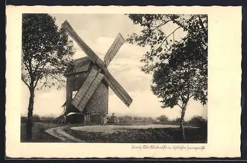 AK Paretz, Alte Windmühle mit idyllischer Zwergmühle