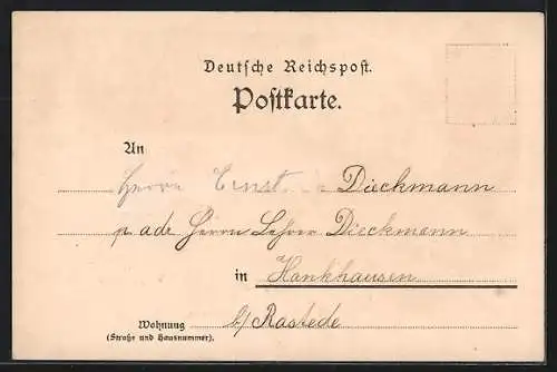 Lithographie Oldenburg / O., Gottorp-Strasse, Casino-Platz, Erbgrossherz. Yacht Lensahn