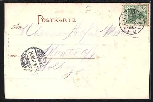 Passepartout-Lithographie Triberg, Ortsansicht aus der Vogelschau, Wappen