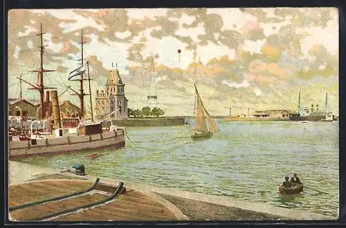 Künstler-AK Buenos Aires, Puerto Madero, Entrada a la Darsena Norte