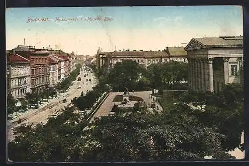 AK Budapest, Museum-Ring mit Museum aus der Vogelschau
