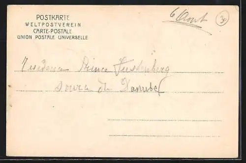 AK Donaueschingen, Brückenpartie mit Kirche