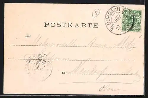 AK Durbach, Gesamtansicht mit Kirche und Gebirge