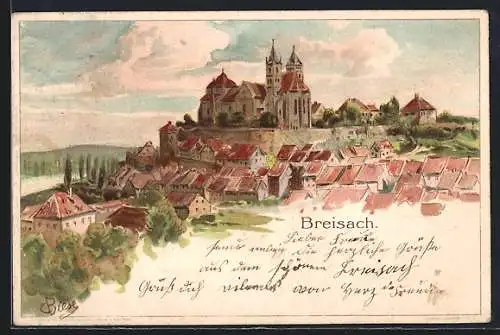 Künstler-AK C.Biese: Breisach, Blick über die Dächer