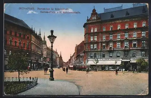 AK Budapest, Rakoczistrasse mit Strassenbahn