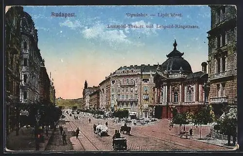 AK Budapest, Lustspiel-Theater und Leopold-Ringstrasse