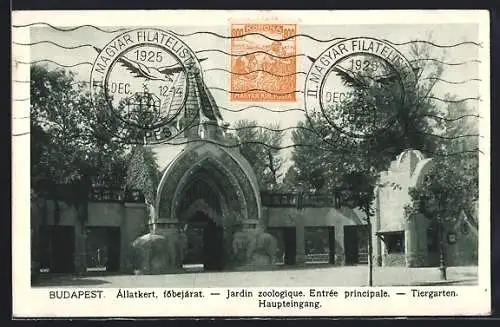 AK Budapest, Haupteingang vom Tiergarten
