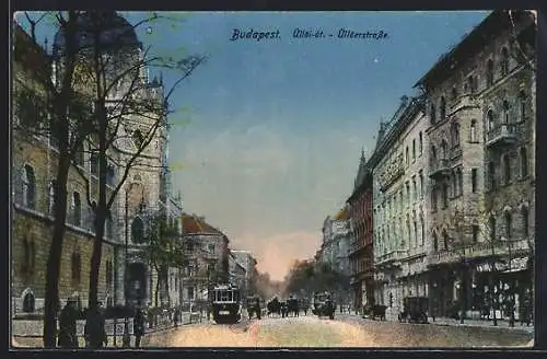 AK Budapest, Üllöi-ut. mit Strassenbahn