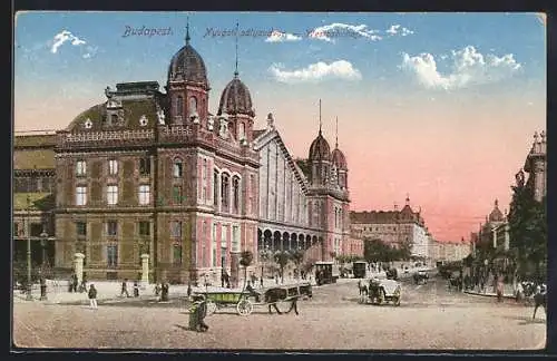 AK Budapest, Westbahnhof, Strassenbahn