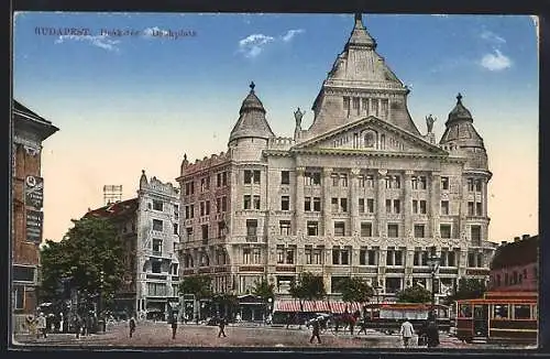 AK Budapest, Deakplatz mit Strassenbahn